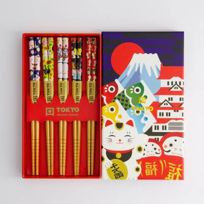 5 pares palillos japoneses Lucky Cats Japan