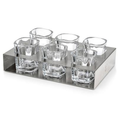 6 vasos chupito con bandeja inox