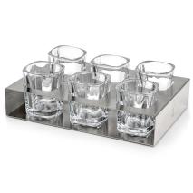 6 vasos chupito con bandeja inox