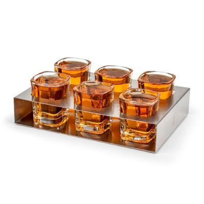 6 vasos chupito con bandeja inox