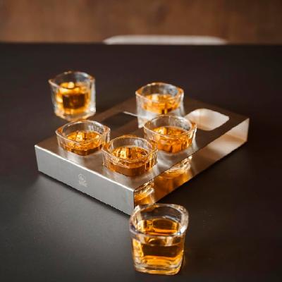 6 vasos chupito con bandeja inox