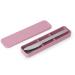 Juego 3 cubiertos acero inox funda Take rosa