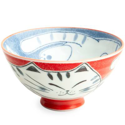 Bol japo Gato 14 cm rojo