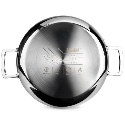 Sart�n honda cazuela acero Triply con asas