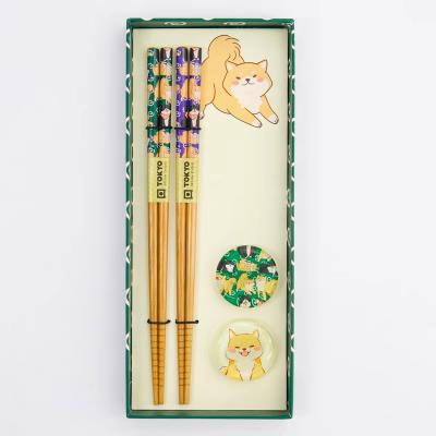 Set par palillos perro Shiba y soportes apoyo