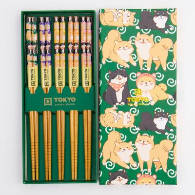 5 pares palillos japoneses Shiba