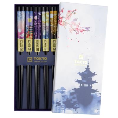 5 pares palillos japoneses Templo