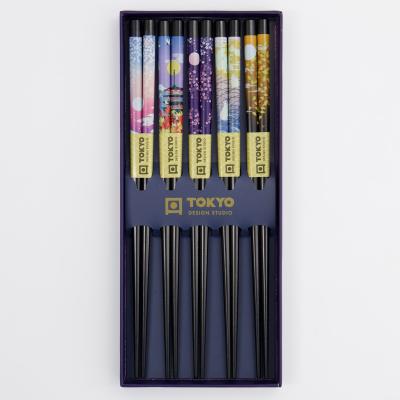 5 pares palillos japoneses Templo