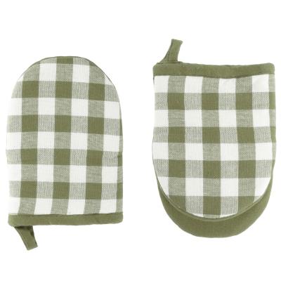 Juego 2 manoplas cocina 100% alg Vichy Verd Oliva