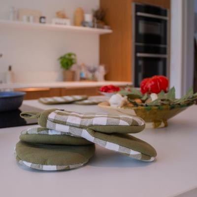 Juego 2 manoplas cocina 100% alg Vichy Verd Oliva