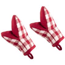 Juego 2 manoplas de cocina 100% alg Vichy rojo