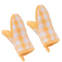 Juego 2 manoplas de cocina 100% alg Vichy amarillo