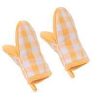 Juego 2 manoplas de cocina 100% alg Vichy amarillo