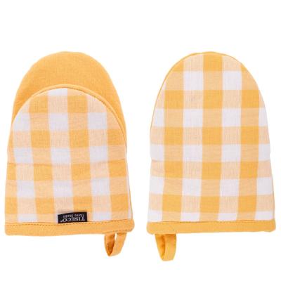 Juego 2 manoplas de cocina 100% alg Vichy amarillo