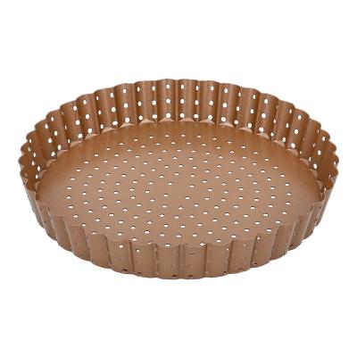 Molde quiche perforado fondo m�vil dorado