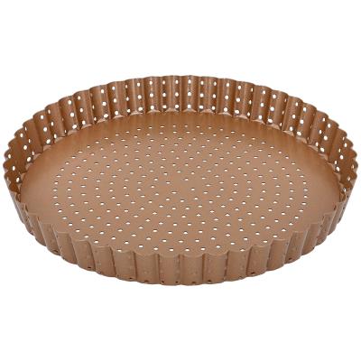 Molde quiche perforado fondo m�vil dorado