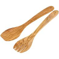 Juego 2 cubiertos ensalada madera olivo 30 cm