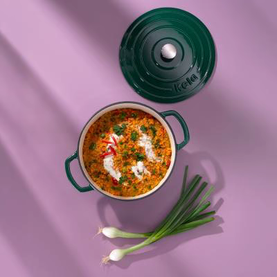 Cazuela hierro fundido esmaltada con tapa verde