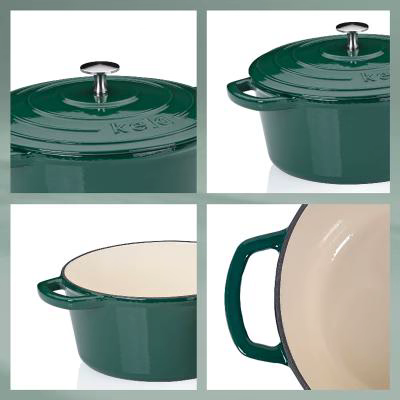 Cazuela hierro fundido esmaltada con tapa verde