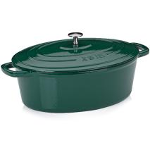 Cazuela oval hierro fund esmaltada 33 cm, 6 L verd
