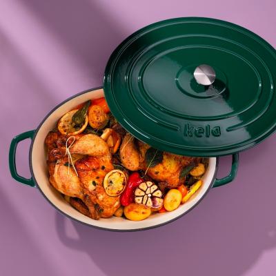 Cazuela oval hierro fund esmaltada 33 cm, 6 L verd