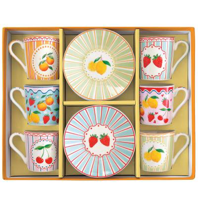 6 x taza espresso con plato 100 ml FRUIT MANIA