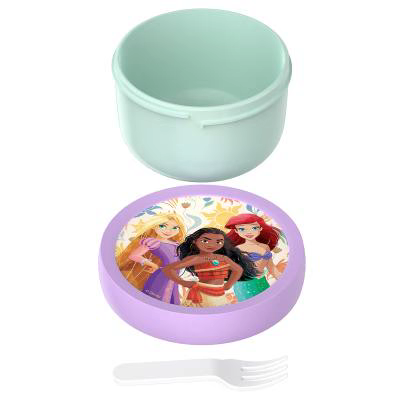 Fiambrera fruta con tenedor 300ml Princess Power