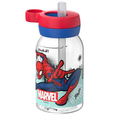 Botella con pajita 450 ml Spiderman