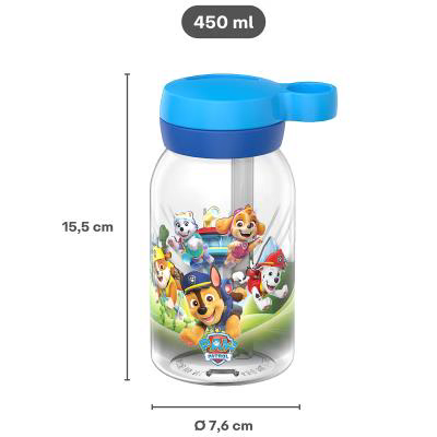 Botella con pajita 450 ml Paw Patrol Pups