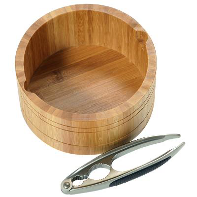 Cuenco nueces bamb� con cascanueces16 cm