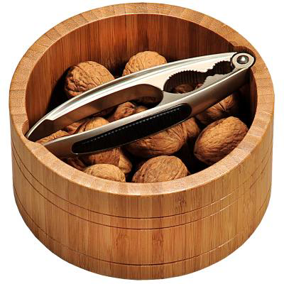 Cuenco nueces bamb� con cascanueces16 cm