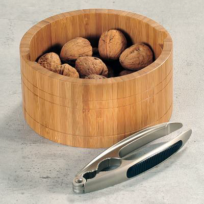 Cuenco nueces bamb� con cascanueces16 cm