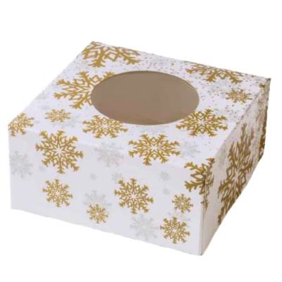 Caja para 4 cupcakes o dulces Copo nieve dorado