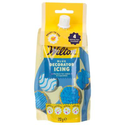 Tubo glasa Wilton con 4 boquillas 212 g azul