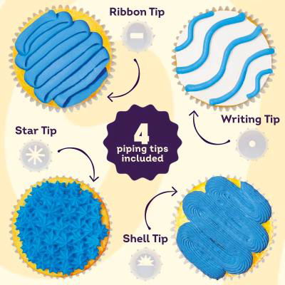 Tubo glasa Wilton con 4 boquillas 212 g azul