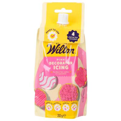 Tubo glasa Wilton con 4 boquillas 212 g rosa