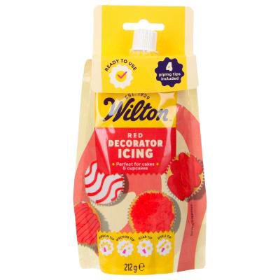 Tubo glasa Wilton con 4 boquillas 212 g rojo