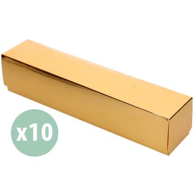 Set 10 cajas rectangulares turr�n 32x6x6 cm dorada