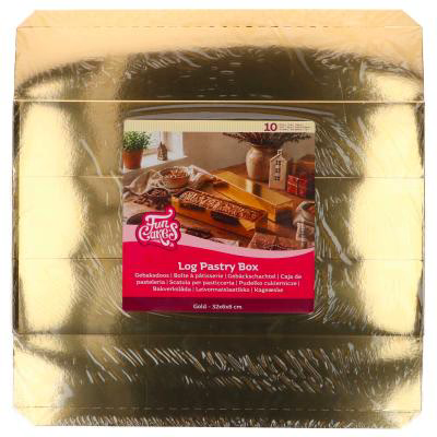 Set 10 cajas rectangulares turr�n 32x6x6 cm dorada
