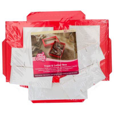 Set 10 cajas dulces y bombones 20x14x3,5 cm rojo